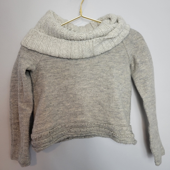 Extra Small Sleeping on Snow Anthropologie Gray Cowlneck Wool Sweater - Picture 1 of 6